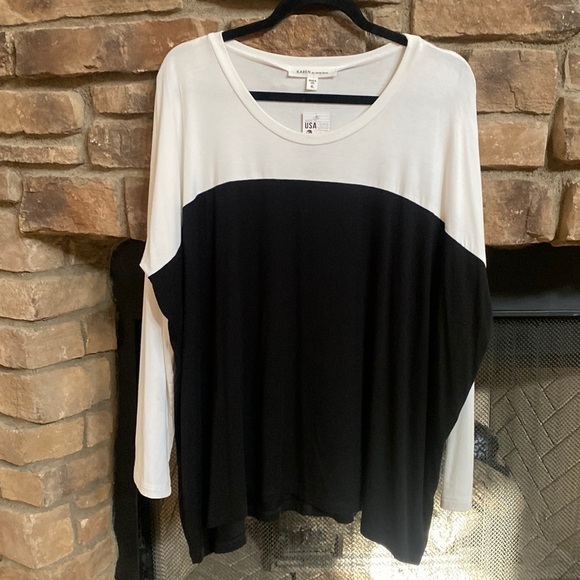 NWT Karen by Karen Lane black a a white shark bite top. Size XL - Picture 1 of 11